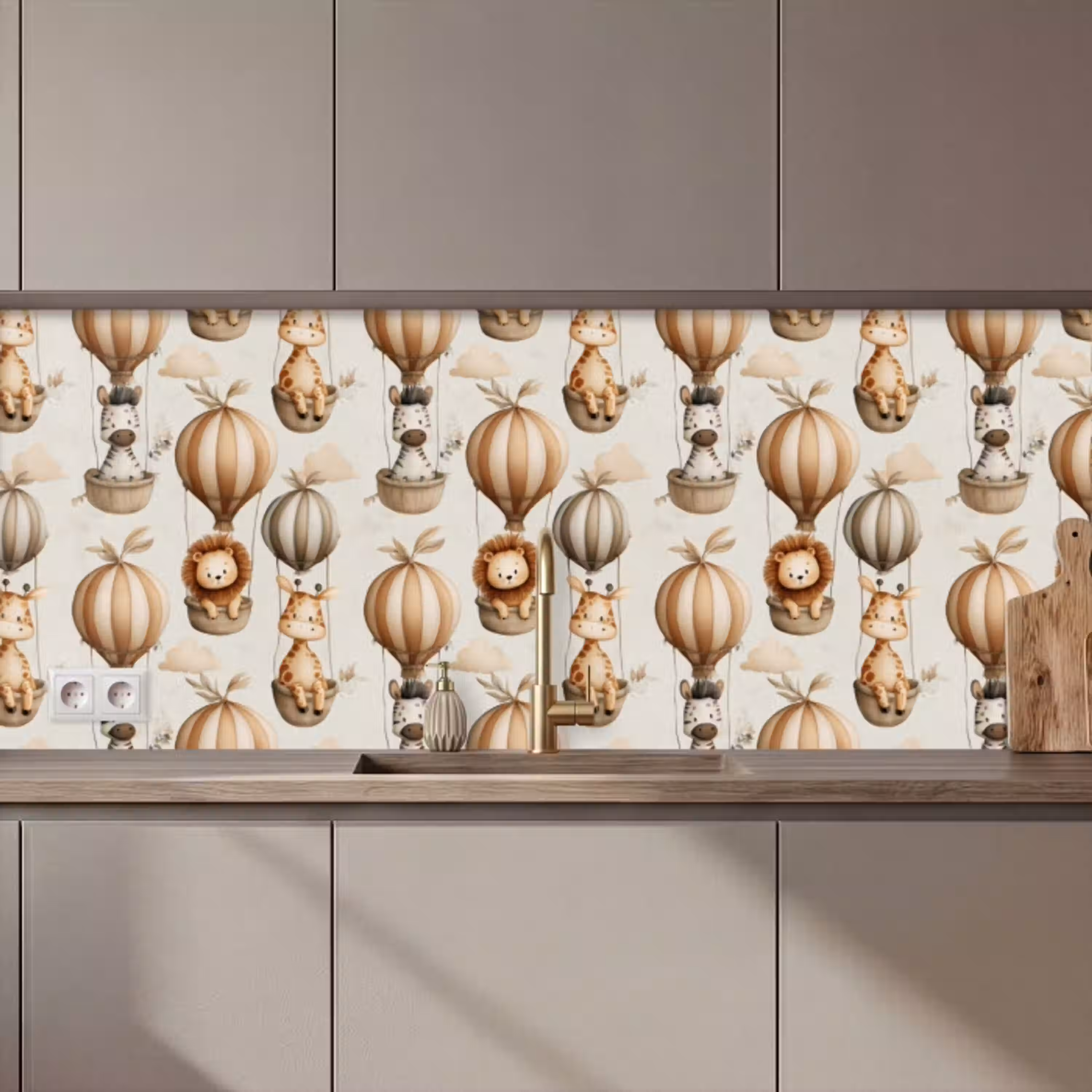 Safari - Luchtballonen - Taupe keuken achterwand 2 middel 871 zz_3dshopping