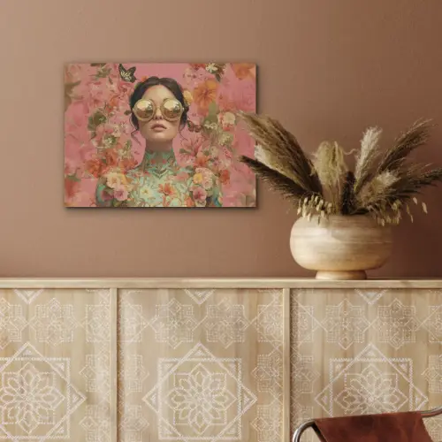 Vrouw - Bril - Roze - Bloemen PET vilt klein -sfeer4