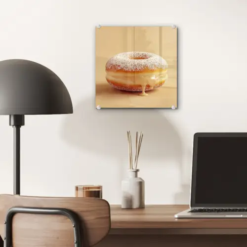 Donut - Romig - Poedersuiker - Beige plexiglas 5mm klein -sfeer6