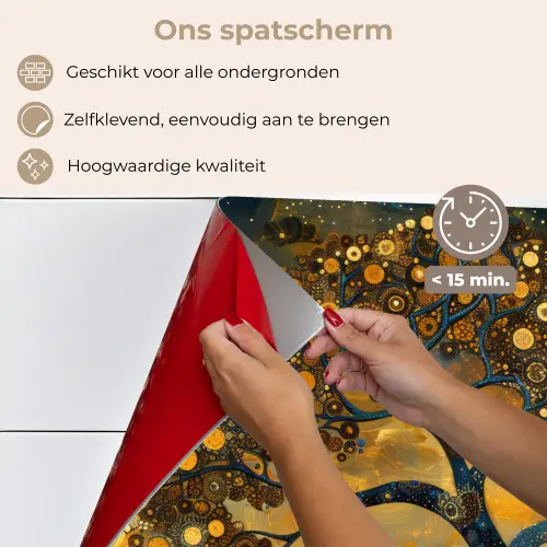 Boom - Maan - Bloemen - Goud - Kunst keuken achterwand spatscherm klein -spatscherm_NL
