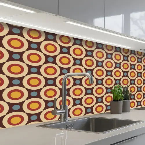 Retro - Vintage - Design - Cirkel keuken achterwand 2 middel 871 -3d_schuin