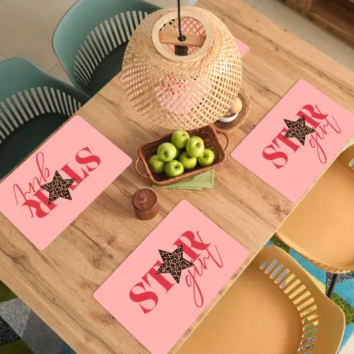 Star girl - Roze - Panter - Ster Placemat vinyl groot -zzsfeer5_Kitchenyeah-website