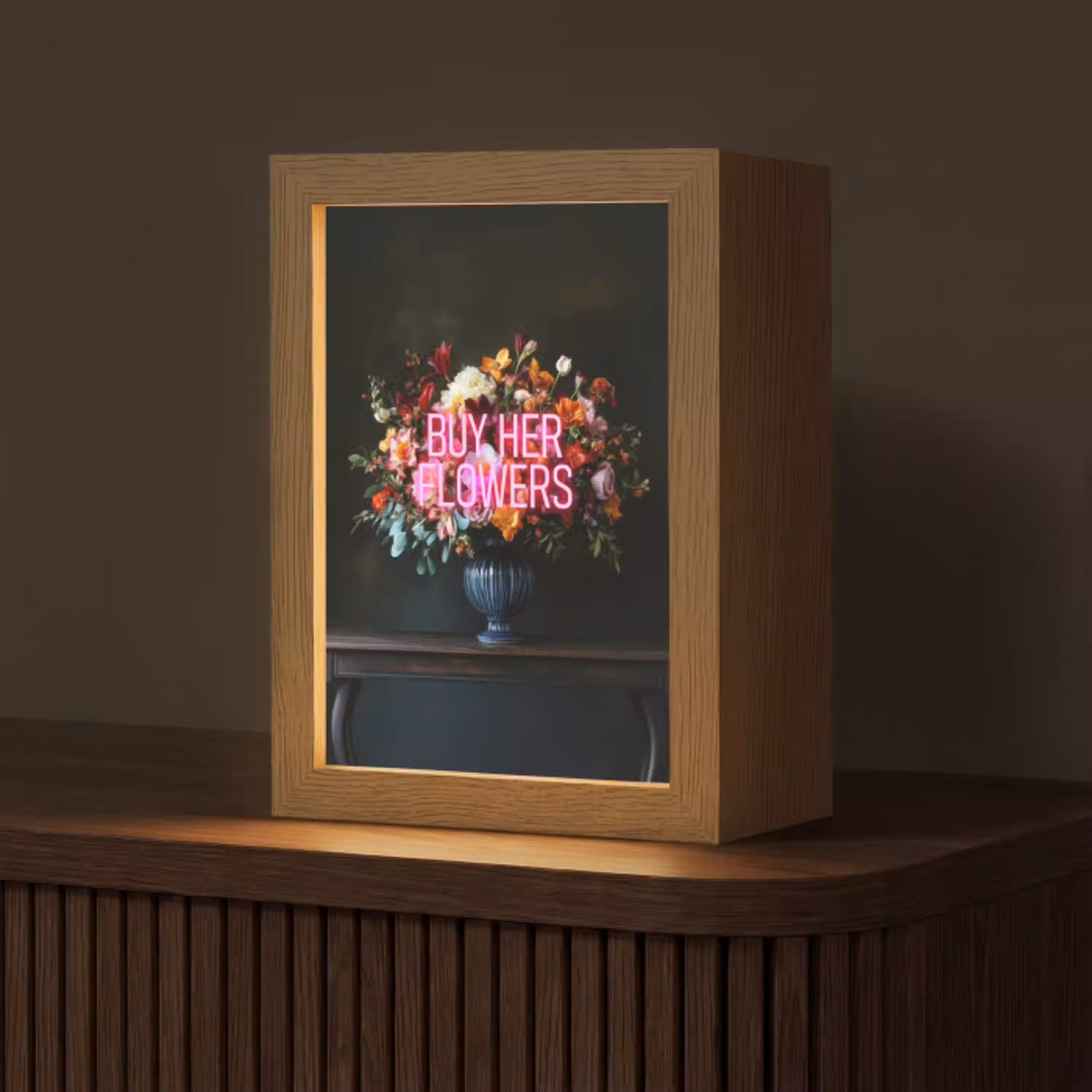 Quote - Bloemen - Vaas - Neon Light Box met kabel (Tafellamp) klein -z3d_website