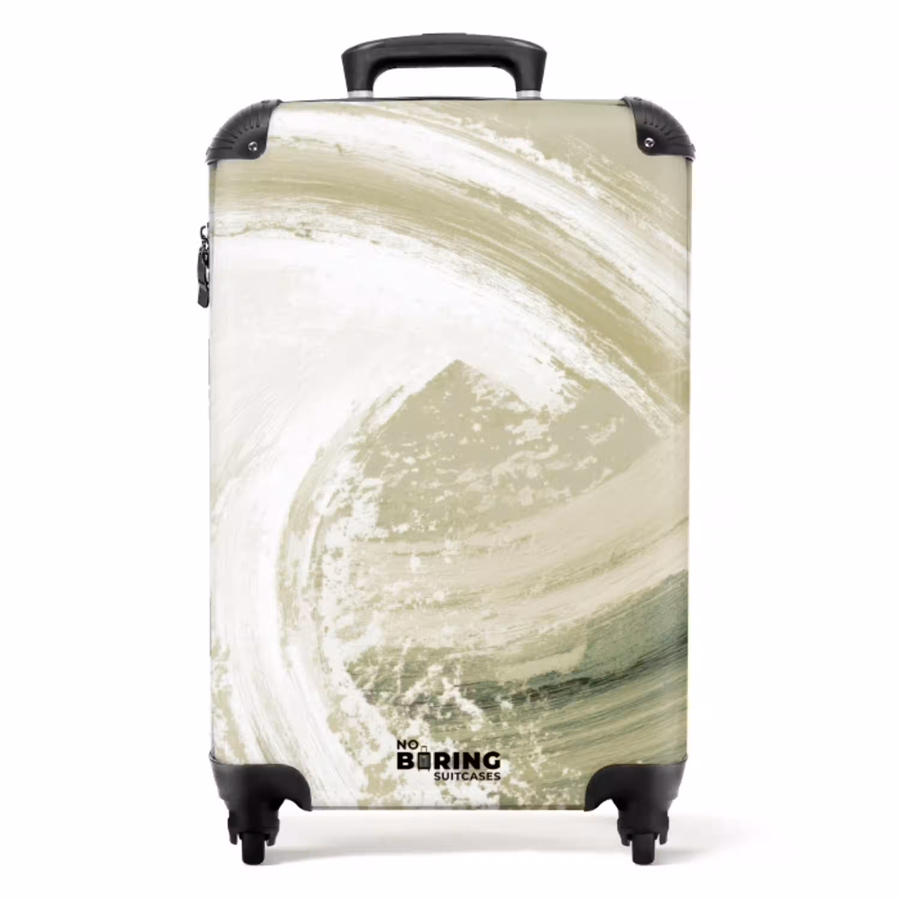 Abstract - Penseelstreken - Golven - Groen NBS - Handbagage koffer - Volwassenen Unisex middel -productfoto_recht