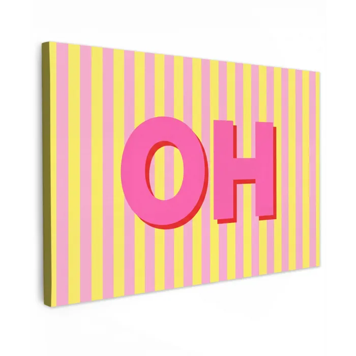 Tekst - Strepen - Roze Tuinposter op houten frame 2 cm dik klein -3d