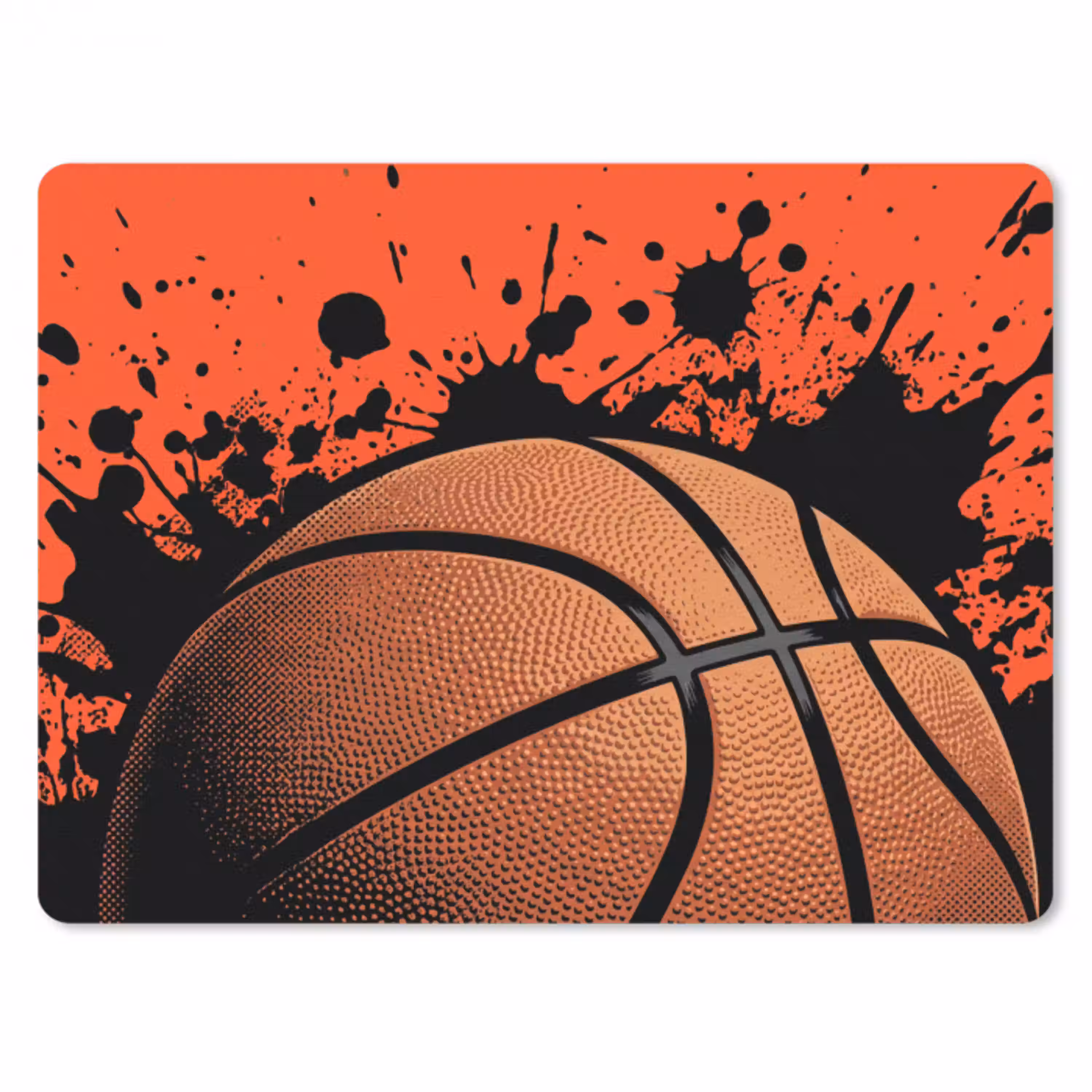 Basketbal - Verf - Sport - Oranje muismat rubber klein -3d