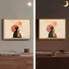 Katten - Zwart - Abstract - Cirkels Light Box met batterij (Wandlamp) middel -sfeer3