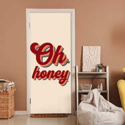 Oh honey - Rood - Schaduw deurposter klein -sfeer1