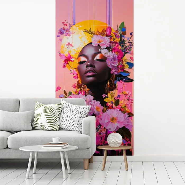Kleurrijk - Bloemen - Vrouw - Zon fotobehang vinyl groot -woonkamer