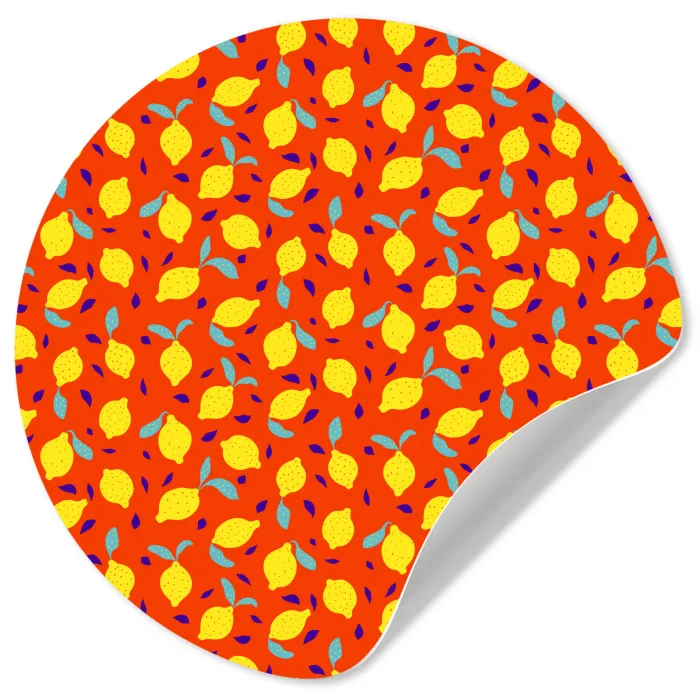 Oranje - Citroen - Geel - Blauw Wandcirkel behangsticker klein 186 -3d