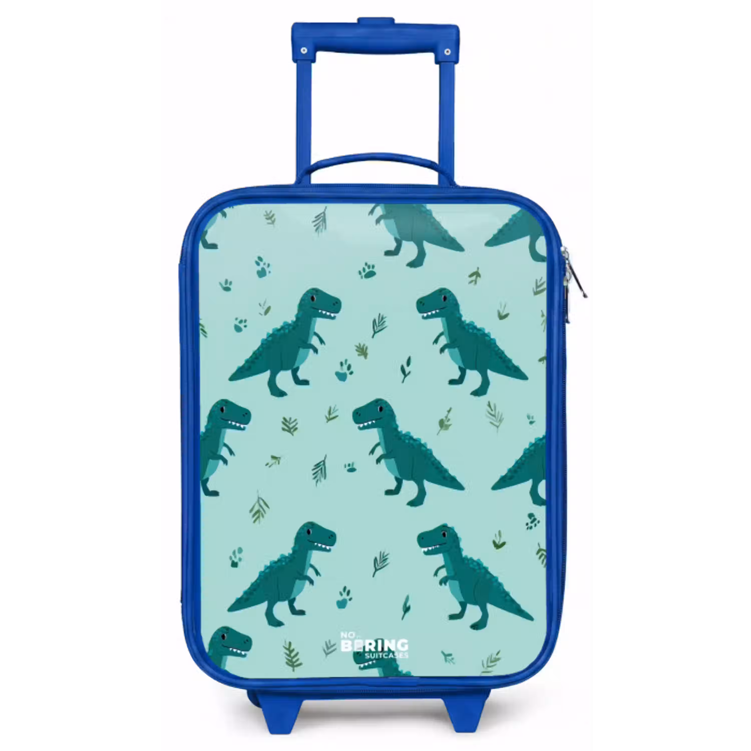 Vriendelijke T. rex tussen sporen Kinderkoffer - Blauw klein -zz3dotto