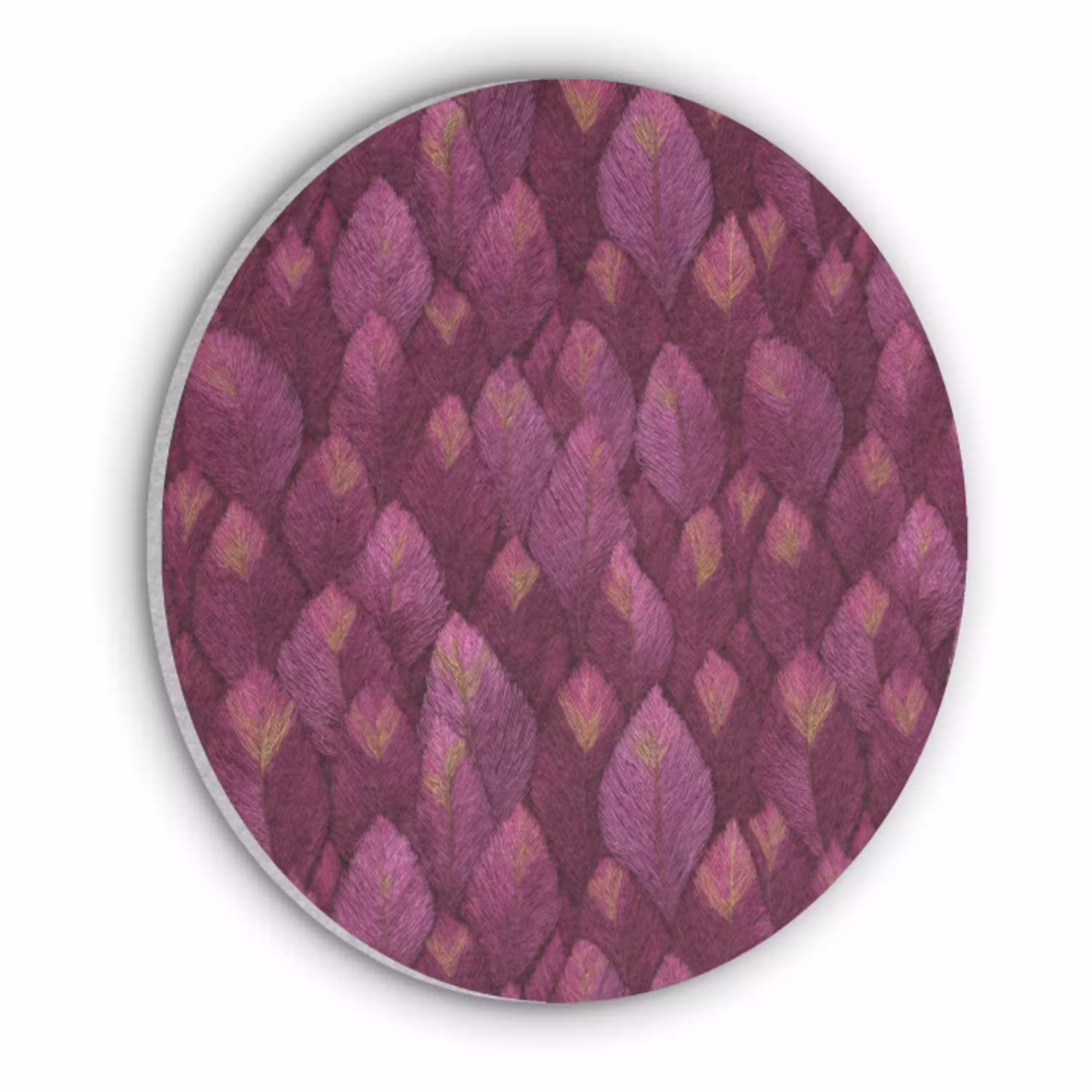 Bladeren - Patroon - Burgundy Akoestische PET Vilt - Rond klein 838 -3d