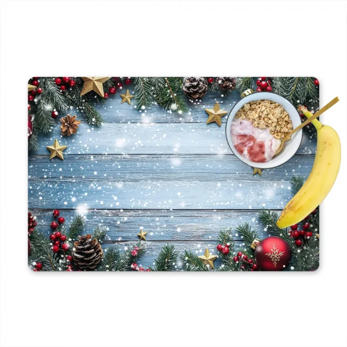 Kerstomlijsting - Sneeuw - Meerkleurig Placemat vinyl groot -zzzproduct_Kitchenyeah-website