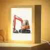 Graafmachine - Oranje - Illustratie - Minimalistisch Light Box met kabel (Kinderlampje) klein -zzzz_3d_website