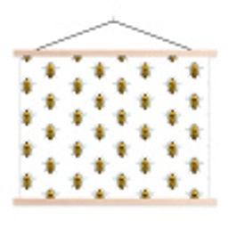 Bijen - Tijdloos - Wit textielposter latten blank klein 122 -3d