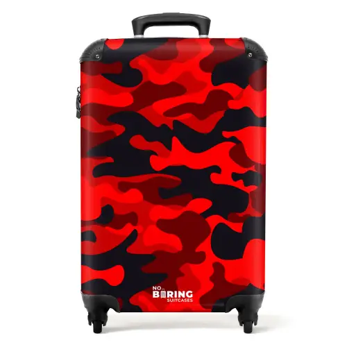 Camouflage - Rood - Zwart - Camo NBS - Handbagage koffer - Unisex middel -productfoto_recht