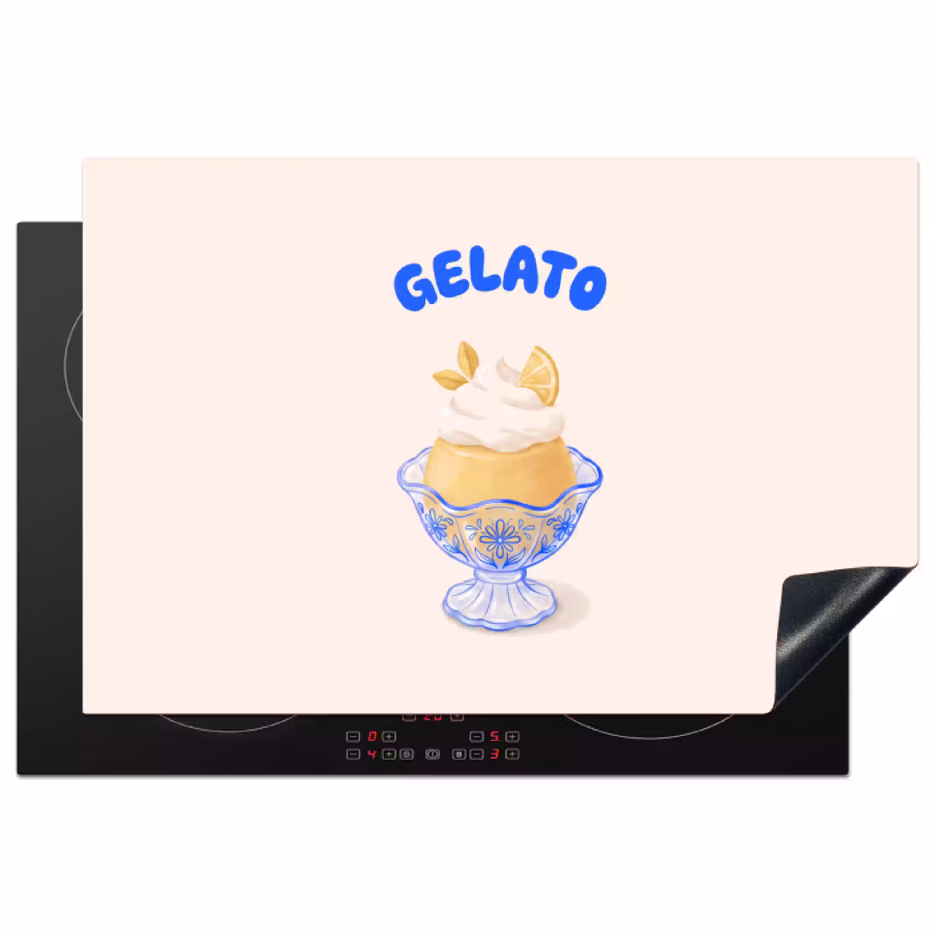 IJs - Citroen - Illustratie - Geel - Dessert Inductie beschermer vinyl 3mm klein -3d