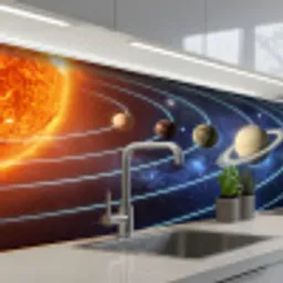 Ruimte - Zonnestelsel - Blauw keuken achterwand 2 middel -3d_schuin