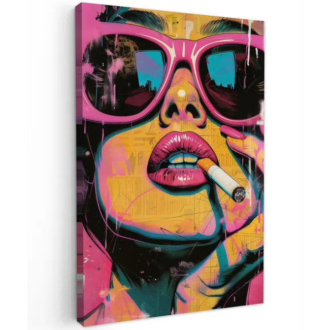 Portret - Vrouw - Abstract - Zonnebril Tuinposter op houten frame 2 cm dik klein -3d