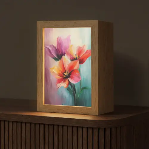 Tulpen - Lichtreflecties - Kleurverloop Light Box met kabel (Tafellamp) klein -z3d_website