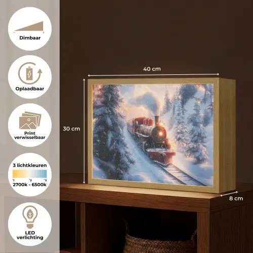 Kersttrein - Sneeuw - Winter - Kerst Light Box met batterij (Wandlamp) middel -USP_websiteoverzichtNL
