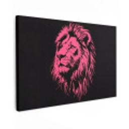 Leeuw - Zwart - Roze - Neon Tuinposter op houten frame 2 cm dik klein -3d