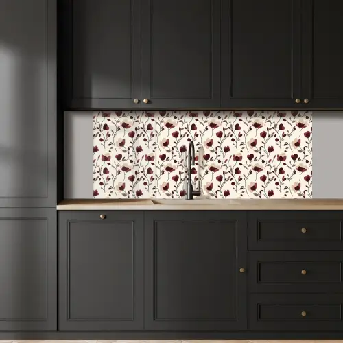 Bloemen - Botanisch - Bordeaux keuken achterwand 2 middel 871 -sfeer1