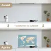 Wereldkaart - Oceaan - Realistisch - Blauw keuken achterwand spatscherm klein -voor_na_FR