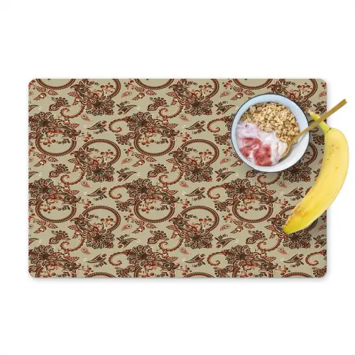Warm - Bloemen - Groen - Rood Placemat vinyl groot 368 -zzzproduct_Kitchenyeah-website