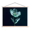 Bladeren - Bloem - Glazen - Donkerblauw textielposter latten blank klein -3d