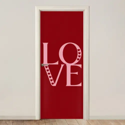 Love - Rood - Hatjes deurposter klein -3d_beige