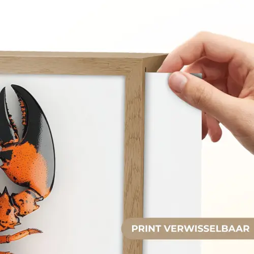 Kreeft - Zwart - Oranje - Wit - Uniek Light Box met batterij (Wandlamp) middel -USP_websiteprintNL