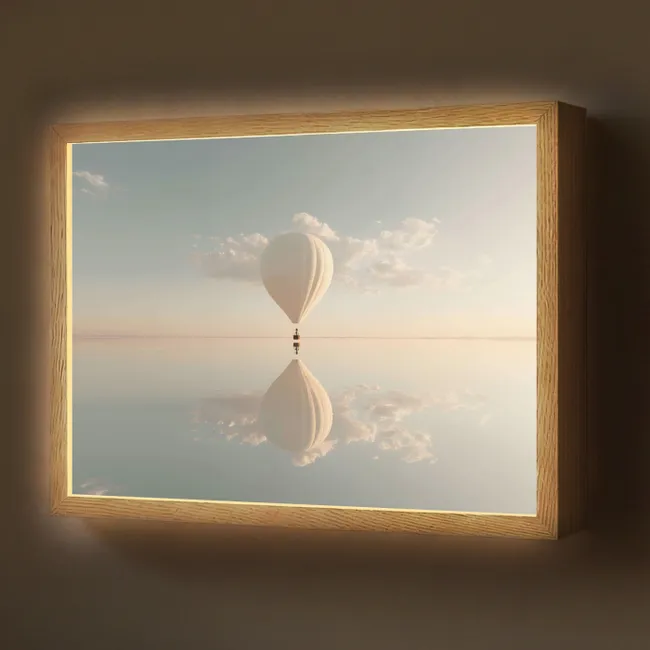 Lightbox - Wandleuchte - Heißluftballon - Wolken - Wasser - Blau