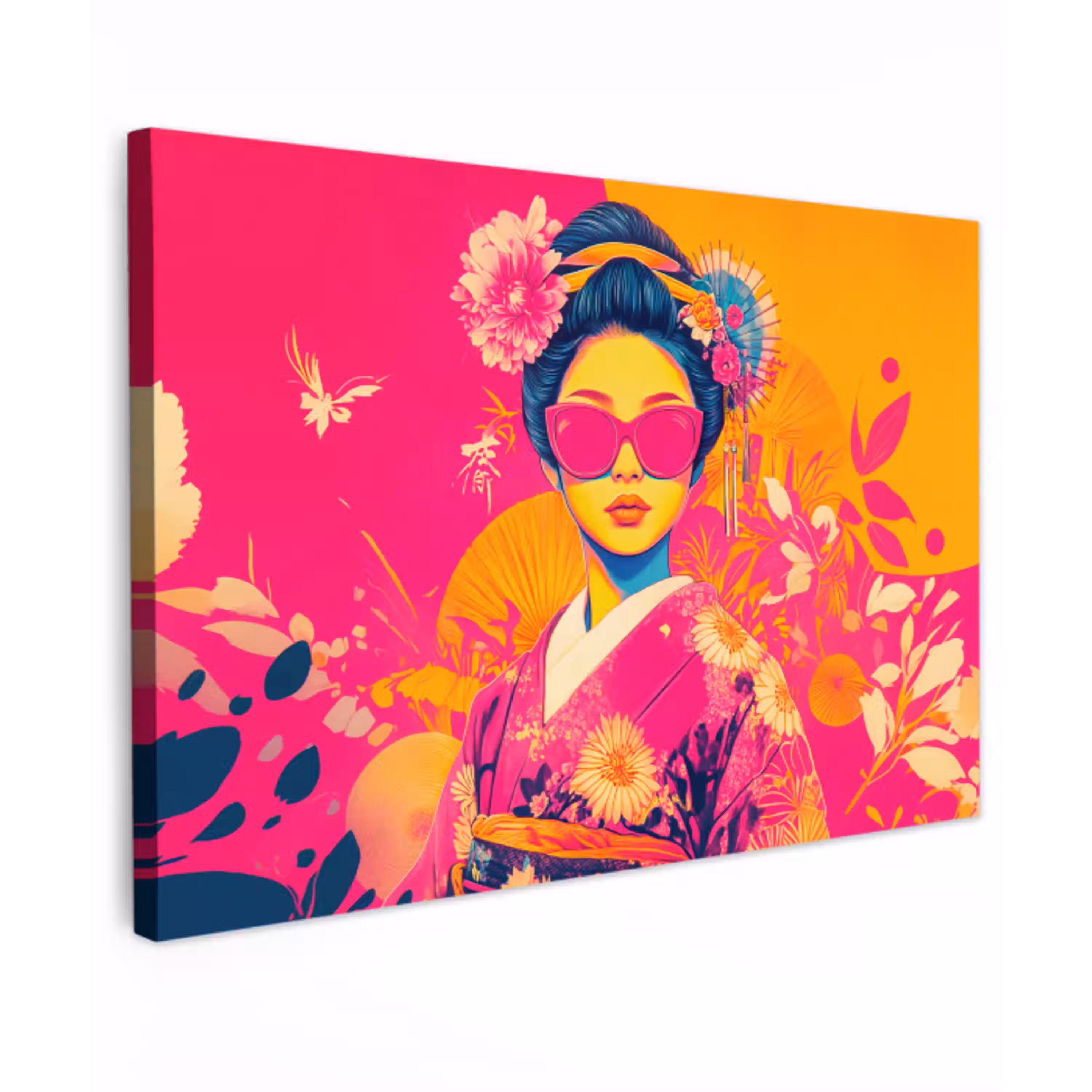 Vrouw - Zonnebril - Abstract - Oranje Tuinposter op houten frame 2 cm dik klein -3d