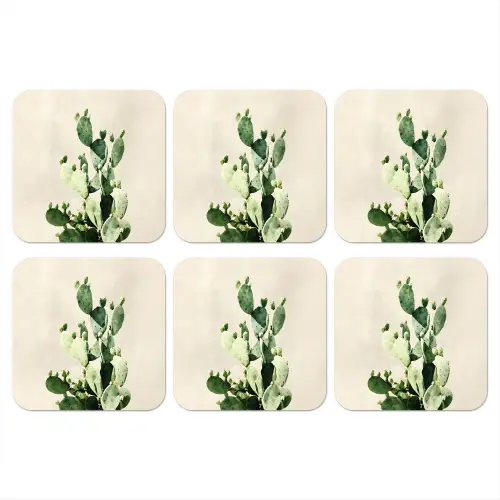Cactus - Groen - Minimalistisch onderzetter kurk middel -3d