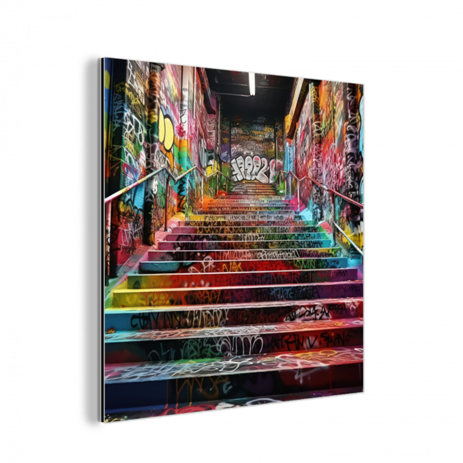Trap - Graffiti - Kleuren - Kunst aluminium wit klein -3d