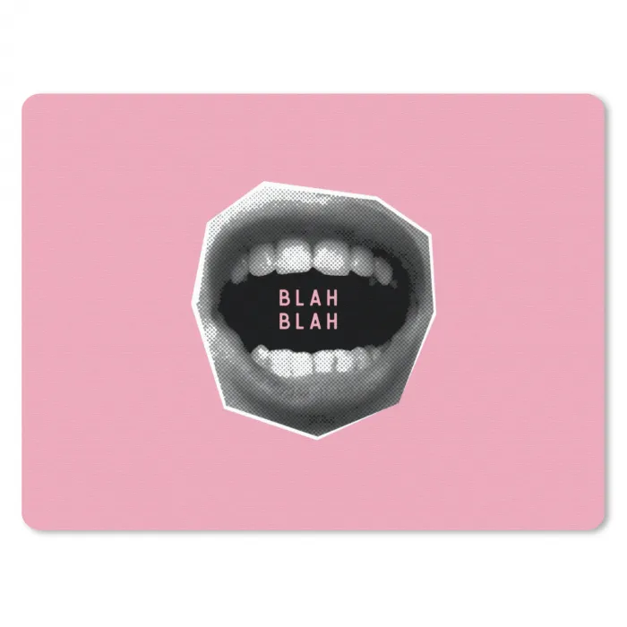 Mond - BLAH BLAH - Roze muismat rubber klein -3d