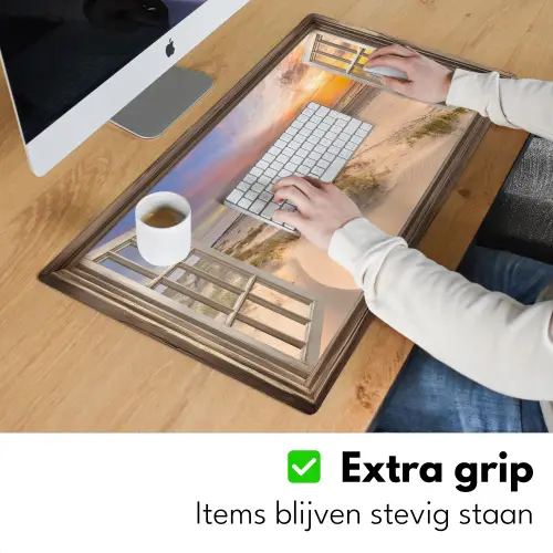 Doorkijk - Strand - Duinen - Natuur - Landschap Muismat XXL klein -sfeer3