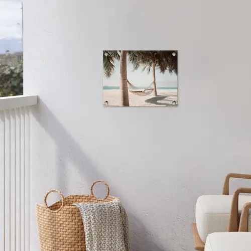 Hangmat - Palmbomen - Strand - Zee tuinposter los doek klein -sfeer8