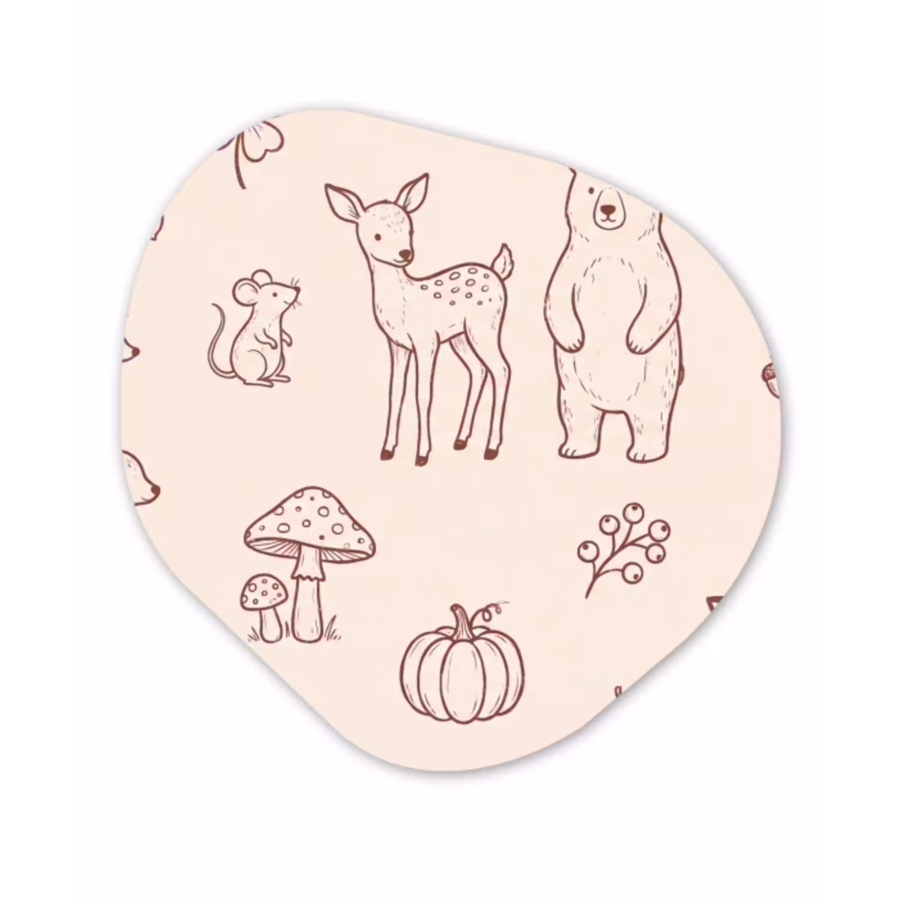 Dieren - Bos - Natuur - Schets - Patroon Wandcirkel Organisch Plexiglas middel -3d