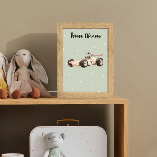 Beige - Raceauto - Stippen - Wielen Light Box met kabel (Kinderlampje) klein -sfeer2_kind