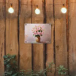 Vaas - Bloemen - Roze tuinposter los doek klein -sfeer1