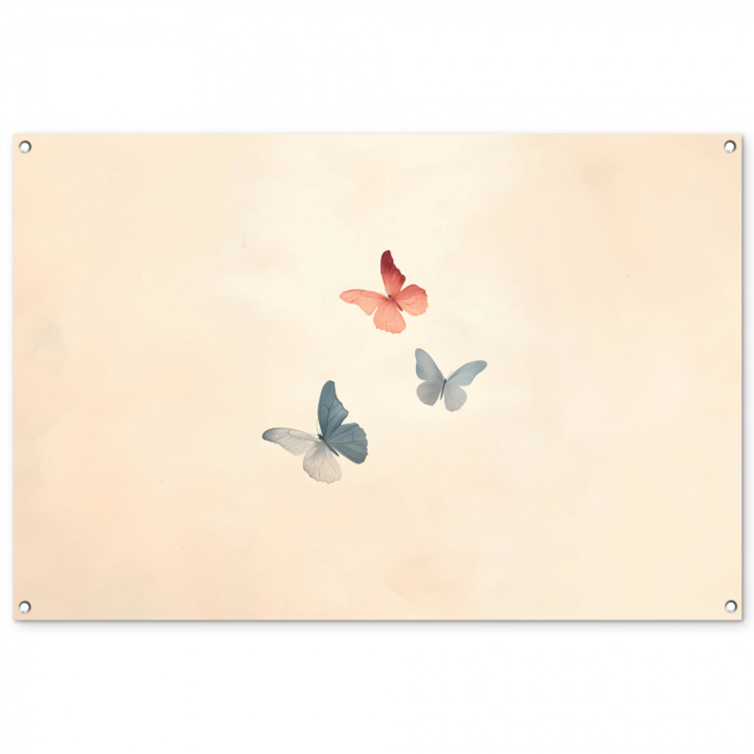 Vlinders - Minimalistisch - Roze tuinposter los doek groot -3d