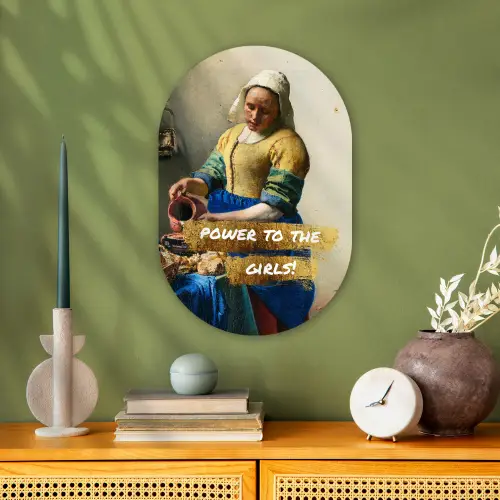 Melkmeisje - Goud - Quotes - Schilderij - Oude meesters Wandcirkel Ovaal Forex klein -sfeer2