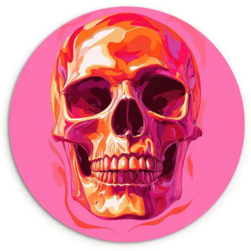 Felroze - Tanden - Schedel Wandcirkel kunststof plaat 5mm dik klein -3d