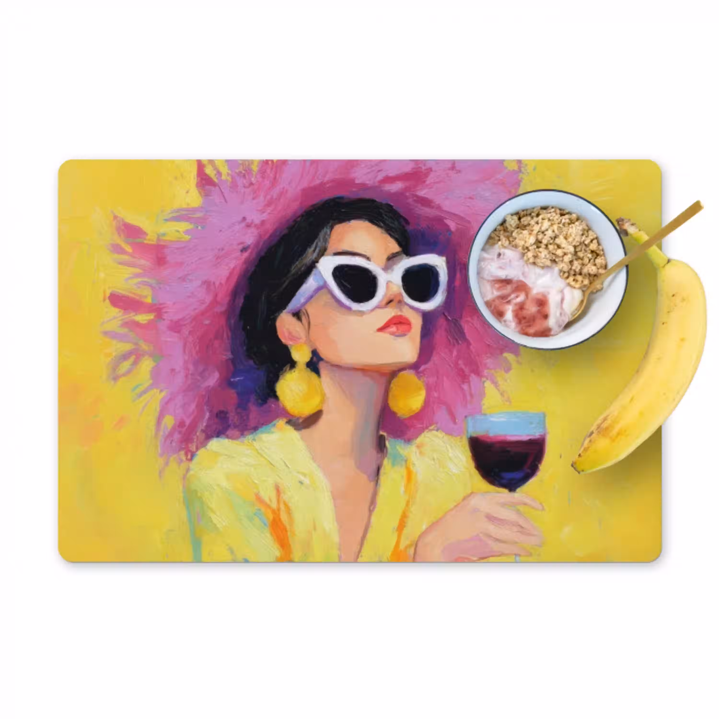 Vrouw - Hoed - Paars - Wijn Placemat vinyl groot -zzzproduct_Kitchenyeah-website