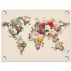 Wereldkaart - Bloemen - Roze tuinposter los doek klein -3d