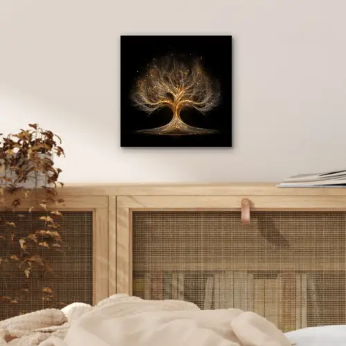 Lichtjes - Boom - Abstract - Zwart aluminium wit klein -sfeer3