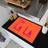 Oh la la - Oranje - Roze - Scheeflettertype Inductie beschemer met haakjes klein -sfeer1