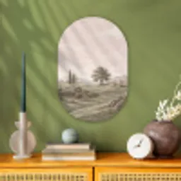 Heuvellandschap - Bomen - Natuur - Groen Wandcirkel Ovaal Forex klein -sfeer2